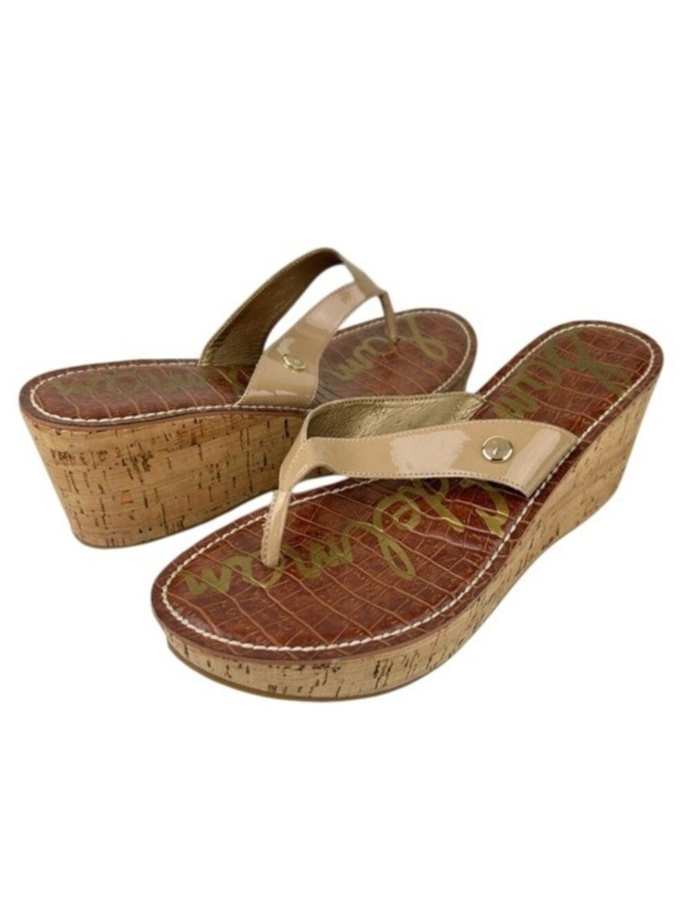 Sam Edelman ROMY Cork Wedge Thong Sandals Women’s Sz 10M Summer Beach
